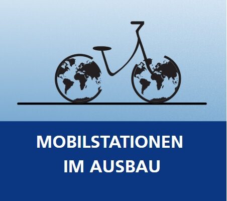Ein schwarzes Fahrrad auf blauem Hintergrund