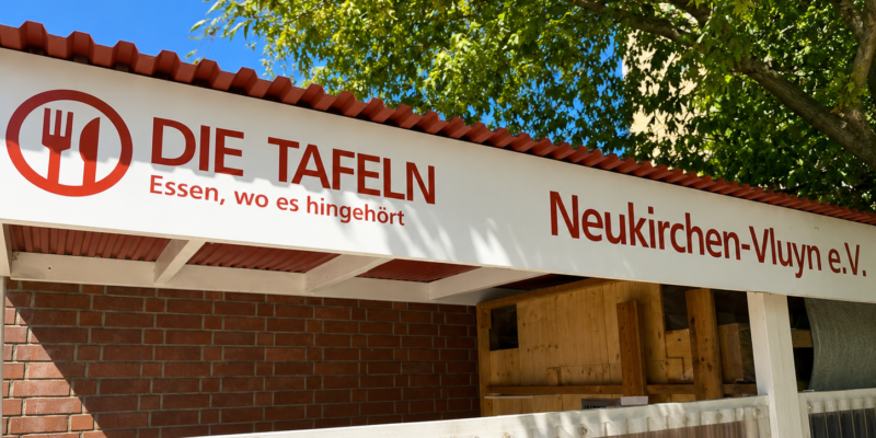 Ansicht einer Fassade mit der Aufschrift "Die Tafel"
